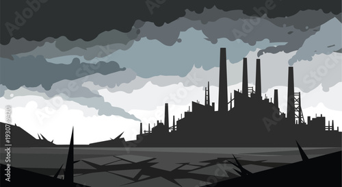 Industrial pollution factory vector illustration