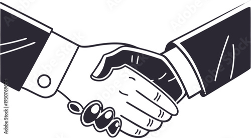 Minimalist Business Handshake Illustration: Symbol of Agreement, Trust, and Professional Partnership