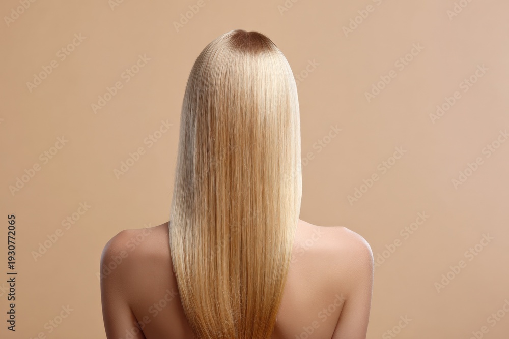 Naklejka premium Blonde female with long straight hair from back