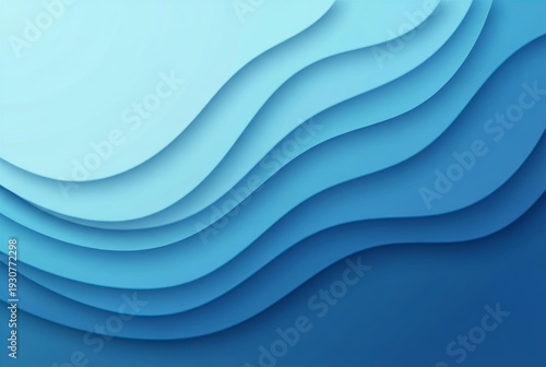 Wallpaper Mural Abstract Blue Paper Cut Wave Layers Background with Copy Space Torontodigital.ca