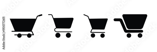 Shopping Cart Icon Set – Online Store, Buy, Sale, Trolley and Basket Vector Symbols