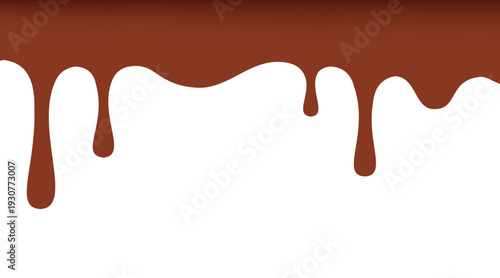 Set of Dripping Chocolate Shapes in Flat Design with Melting Borders and Splashes