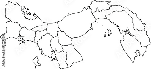 Blank Map of Panama with Administrative Provincial Borders Outline Vector Illustration for Education Geography Presentation and Professional Graphic Design Mapping Projects