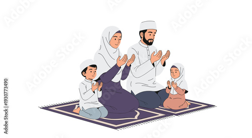 Set of Flat Design Ramadan Kareem Vector Flat Minimalist illustration