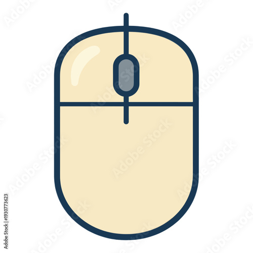 Beige And Blue Computer Mouse Vector Icon