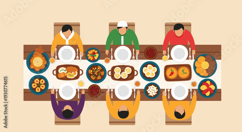 Set of Flat Design Ramadan Kareem Vector Flat Minimalist illustration