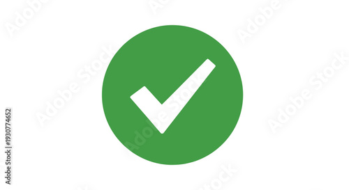 A graphic showing a green circle with a white check mark for approval or success