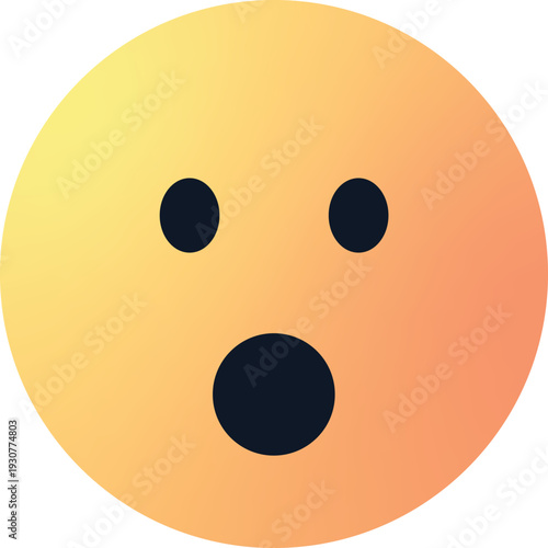 Surprised Wow Emoji Face with Open Mouth and Yellow Gradient Glow