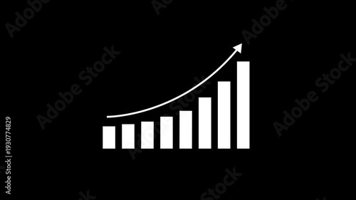 Business growth concept in graph chart showing marketing sales profit increasing to future target. business graph success Statistics bars columns growth animation arrow on transparent background 4k