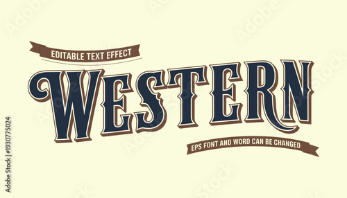 western, vintage editable text effect with retro ornament style for sheriff, outlaw, deputy, bandit, marshal, and gunslinger rank titles, rustic design.