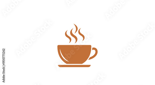 A warm cup of coffee illustration with steam, a minimalist and inviting design