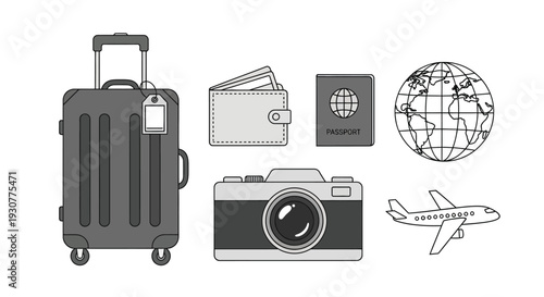 Set of 6 travel icons vector