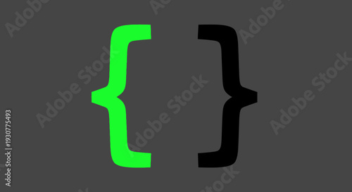 Abstract illustration of curly braces in contrasting colors on a grey background