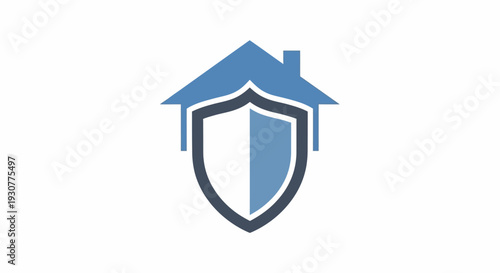Abstract illustration of home protection and security with shield and house icon
