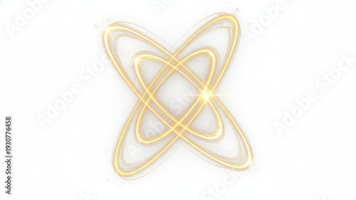 Abstract golden swirls forming a symmetrical, flower-like pattern on a white background