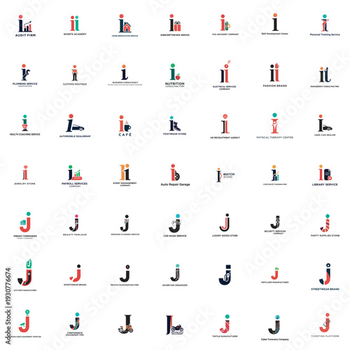 Alphabet letter j logo designs collection