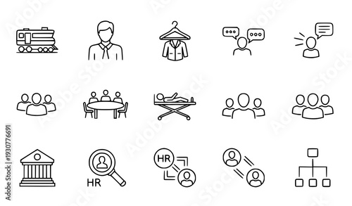 Business, Team and Transportation Linear Icon Pack