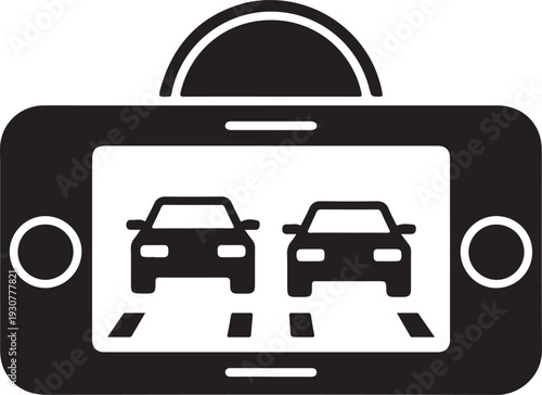 Car dash cam icon, DVR. Vector icon isolated on white background.