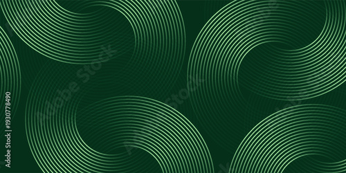 Dark green abstract background with diagonal rounded lines. Geometric stripe line art design. Simple geometric pattern. Modern graphic element. Suit for banner