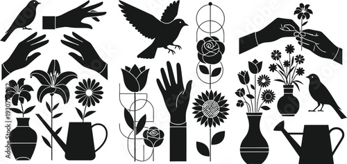 Artistic Floral Silhouettes: A curated collection of elegant floral and hand silhouettes. Showcasing the beauty of nature.