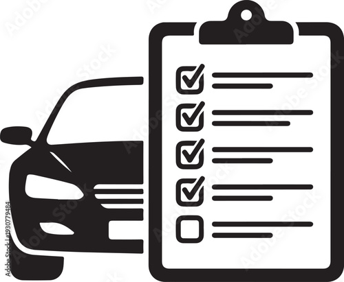 Car service list icon. Checklist car service maintenance icon. Vector illustration