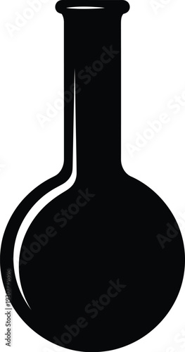 A black silhouette of a flask on a white background