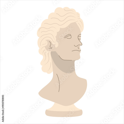 Illustration of a classical stone bust sculpture of a man