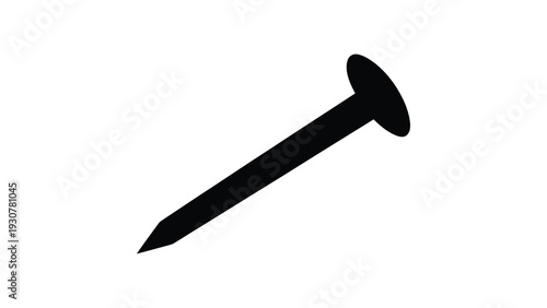 metal nail icon silhouette isolated construction fastener tool symbol for carpentry woodworking building and hardware illustration