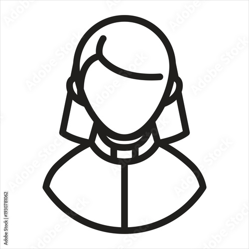 Simple line drawing of a woman's head and shoulders