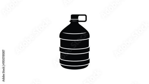 plastic water bottle container icon silhouette isolated drinking water gallon symbol for beverage storage hydration and household supply