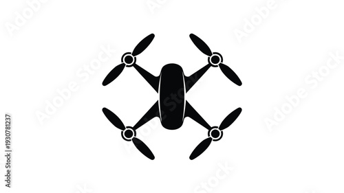 drone quadcopter icon silhouette isolated aerial camera flying device symbol for technology surveillance photography and remote control