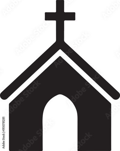 Christian church, chapel with cross flat icon for apps and websites