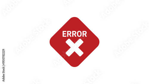 error message icon with cross symbol red warning notification sign isolated system failure alert concept for user interface design