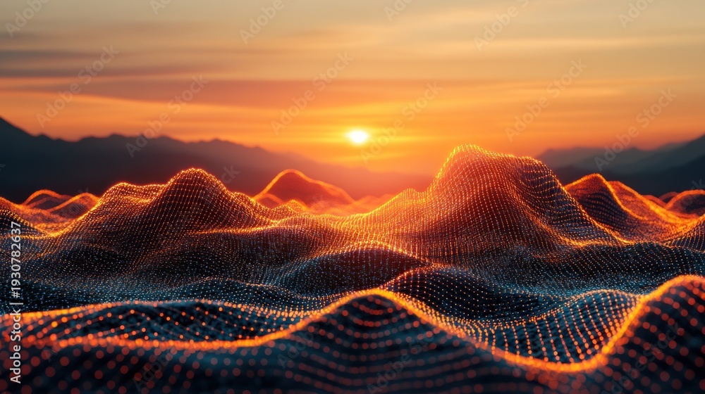 custom made wallpaper toronto digitalAbstract sunset over digital mountains