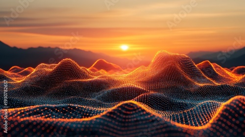 Wallpaper Mural Abstract sunset over digital mountains Torontodigital.ca