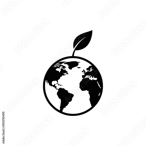 Iconic earth and leaf emblem representing nature, sustainability, and environmental stewardship for global awareness.