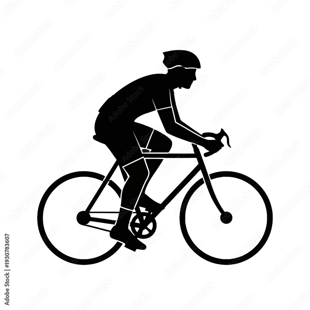 Obraz premium Silhouette of a Cyclist Riding a Road Bike in Motion.