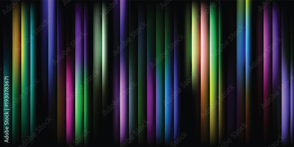 Fototapeta premium colorful luminous vertical beams with glossy glow on dark backdrop, vibrant spectrum light streaks.