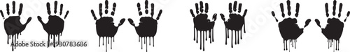 Silhouette of Handprints with Dripping Ink, Artistic Representation of Freedom, Expression, and Creativity for Artistic, Abstract, and Personal Growth Themes