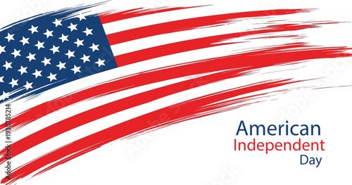 American flag waving on independence day with red white and blue colors