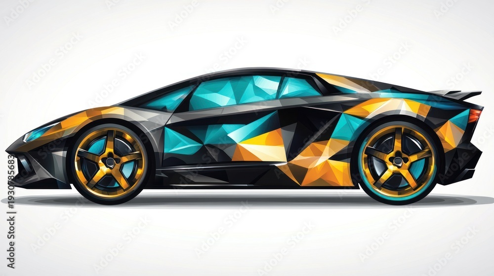 Fototapeta premium Stylish, polygonal sports car graphic design