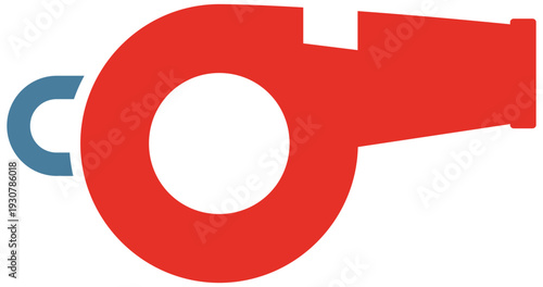 Referee whistle icon for sports officiating and game control in professional football match design projects