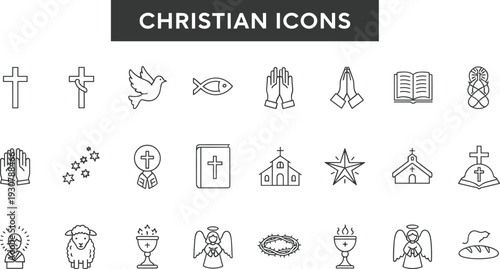 Collection of christian icons and symbols