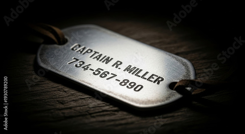 Engraved Military Dog Tag With Captain Miller's Name