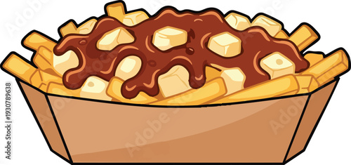 Delicious Poutine Dish with French Fries Cheese Curds and Gravy.