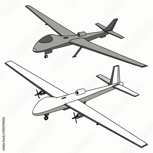 Of gray and white drones unmanned aerial vehicle aircraft
