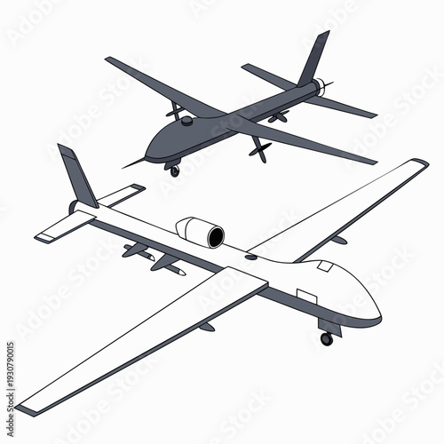 Two airplanes one white and one dark gray aircraft