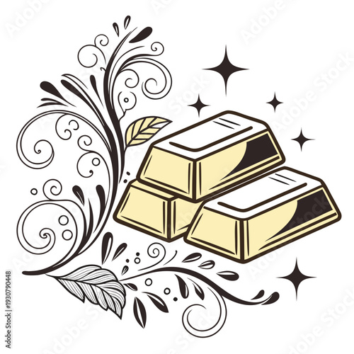 Gold bars with floral and sparkles gold ingots gold bullion