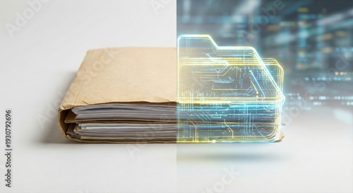 Transition from Physical Documents to Digital Files and Cloud Storage.