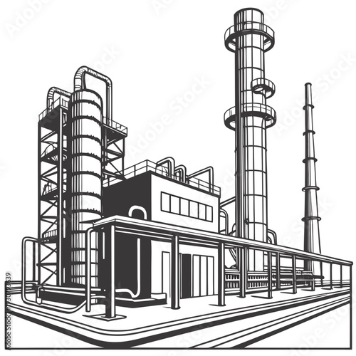 Black and white of a petrochemical plant industrial